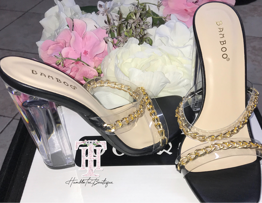 Stylish Chain Clear Heels