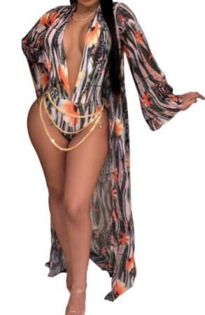 Floral Swim suit w/ Cover Up