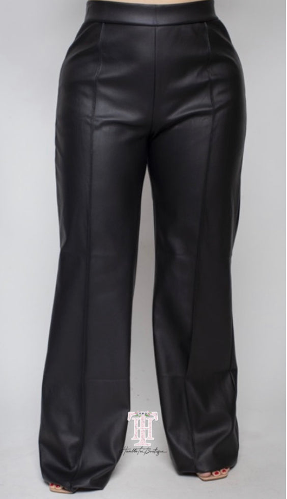 PU LEATHER Wide-Leg Pants